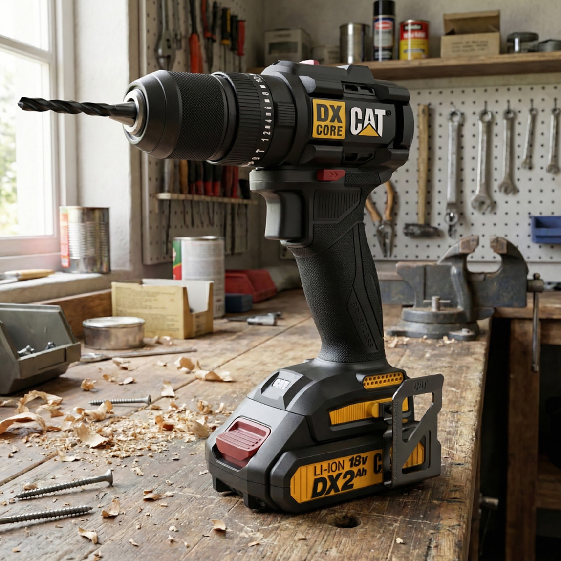    Cat DX1010.1 18Volt 2.0Ah Li-ion Çift Akülü Kömürsüz Profesyonel Şarjlı Darbeli Matkap + 20 Parça Delme Vidalama Uç Seti 